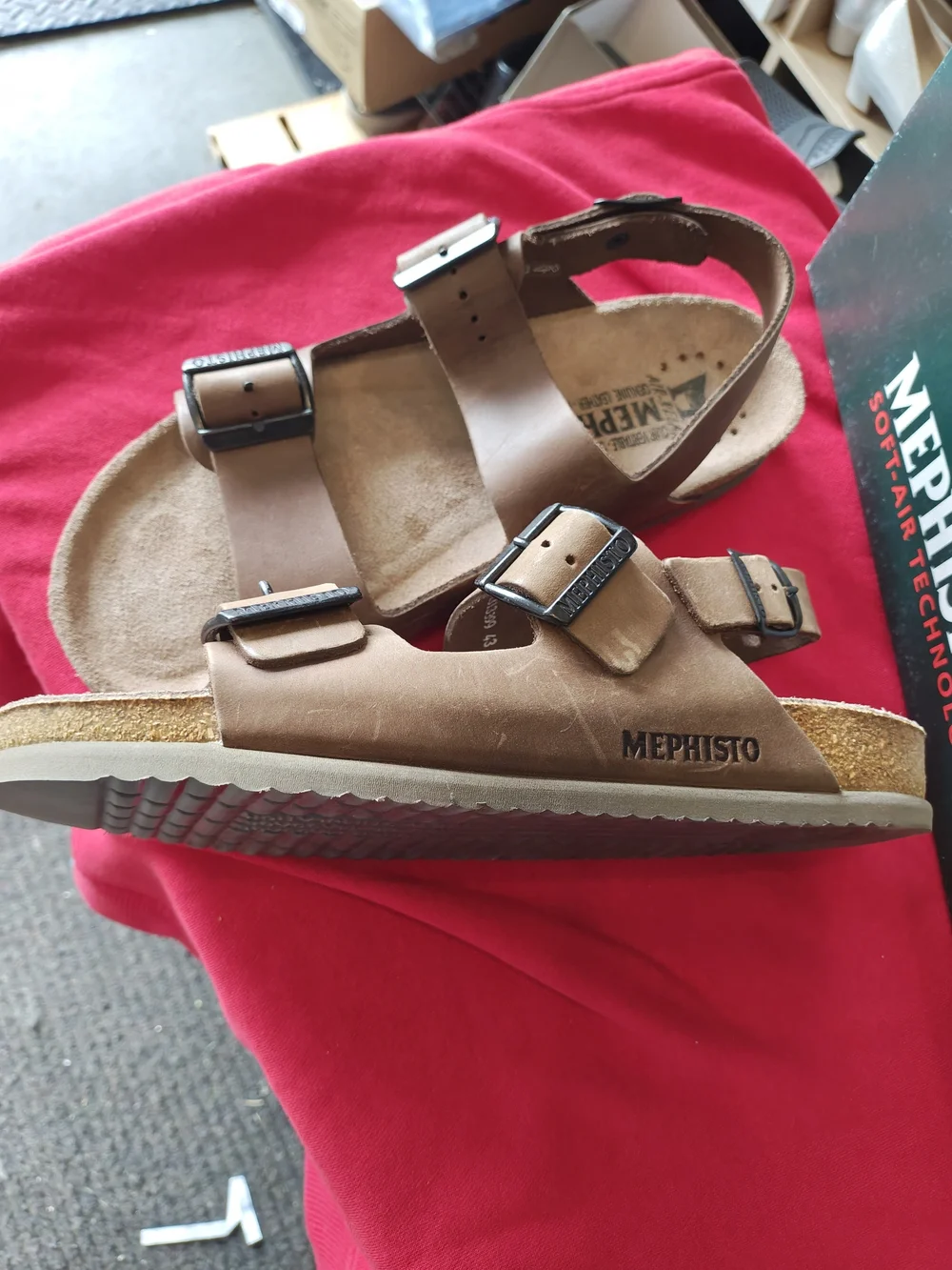 Mephisto Brown Leather Men's Buckle Sandals 9